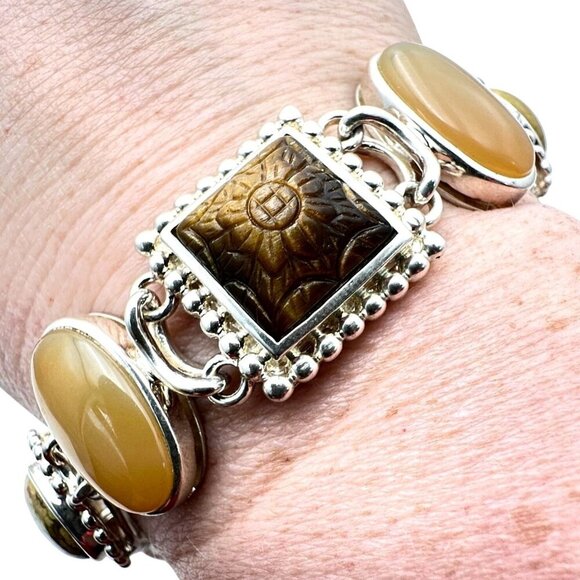 Whitney Kelly Jewelry - Whitney Kelly Sterling Silver Womens Bracelet Tiger Eye Jasper Toggle Clasp